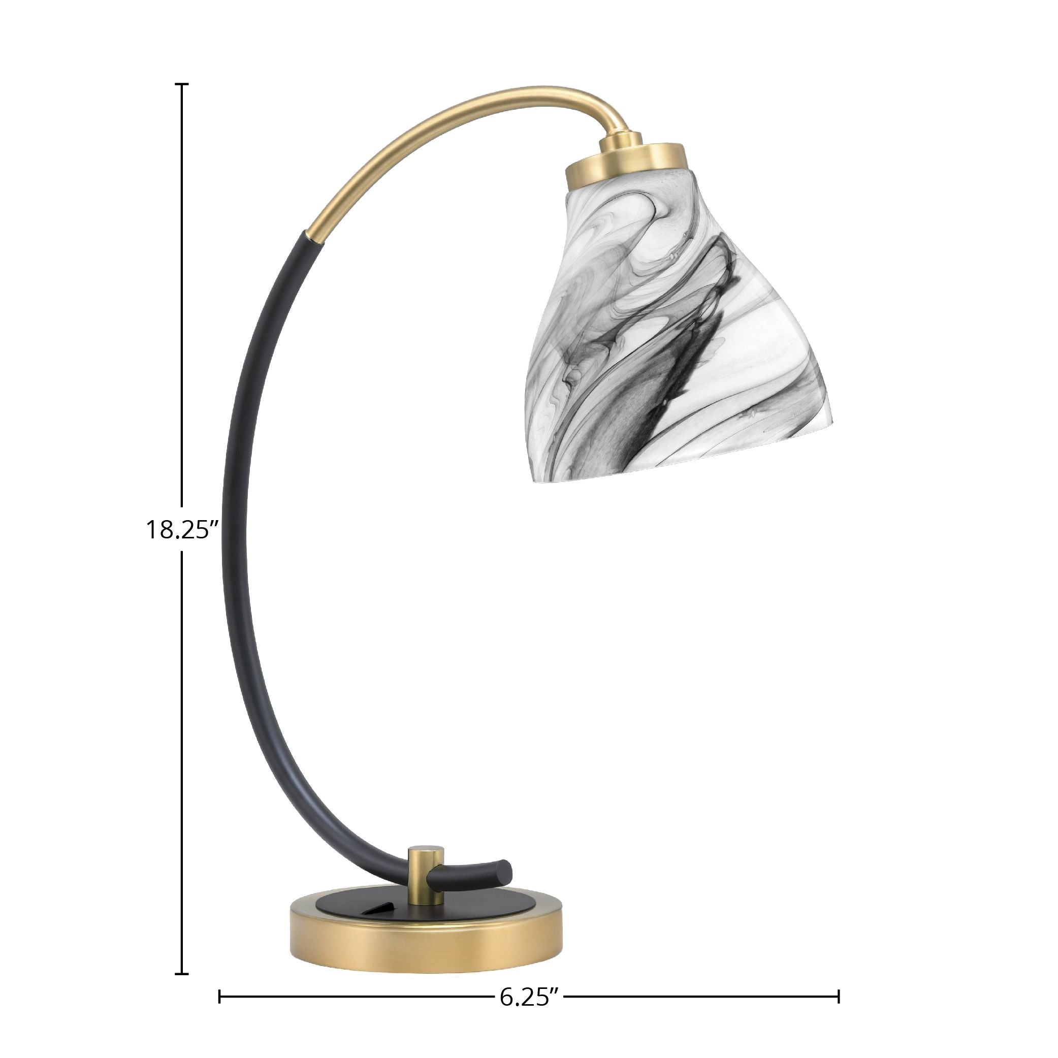 Desk Lamps One Light Desk Lamp in Matte Black & New Age Brass with 6.25" Onyx Swirl Shade