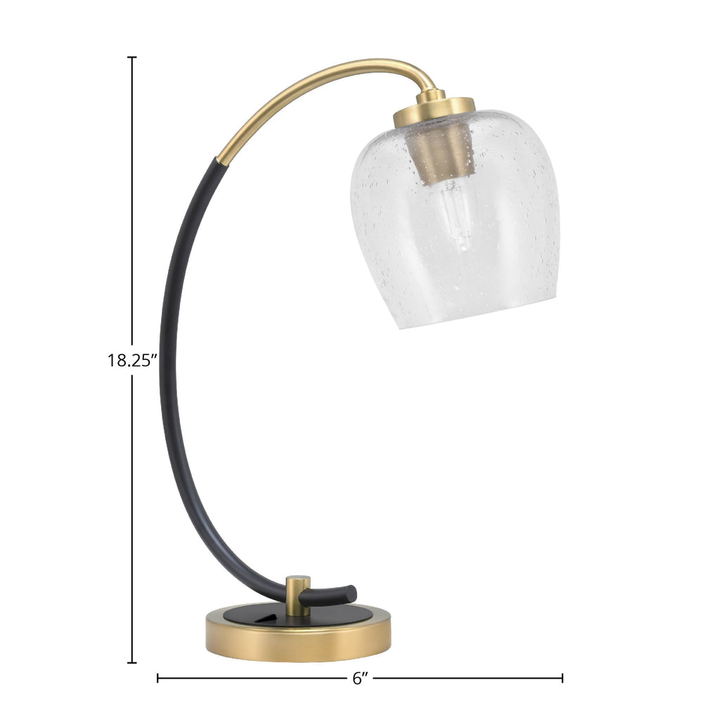 Desk Lamps One Light Desk Lamp in Matte Black & New Age Brass with 6" Clear Bubble Shade