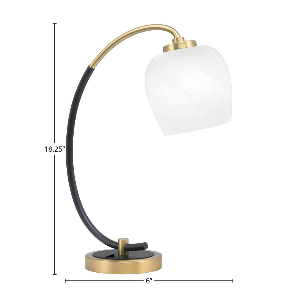 Desk Lamps One Light Desk Lamp in Matte Black & New Age Brass with 6" White Marble Shade