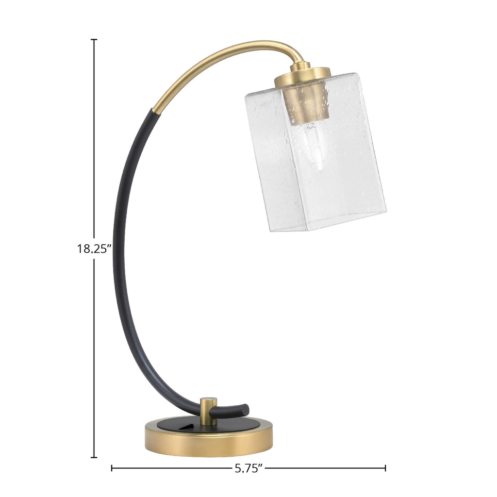 Desk Lamps One Light Desk Lamp in Matte Black & New Age Brass with 4" Clear Bubble Shade