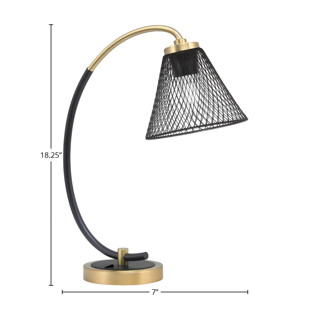 Desk Lamps One Light Desk Lamp in Matte Black & New Age Brass with 7" New Age Brass Cone Metal S hade Shade