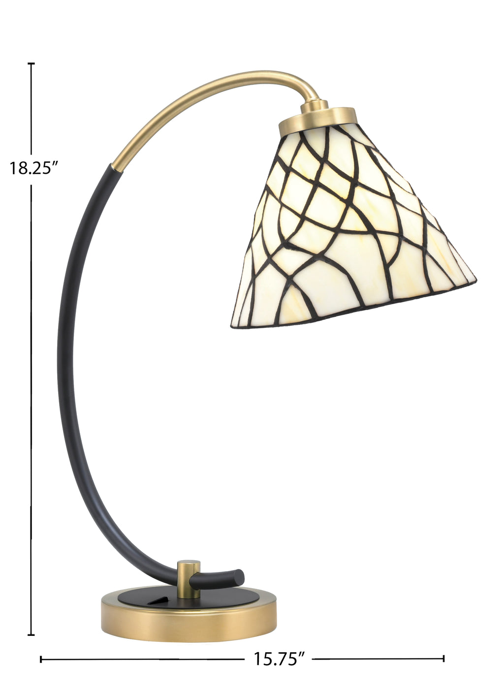 Desk Lamps One Light Desk Lamp in Matte Black & New Age Brass with 7" Sandhill Art Glass Shade