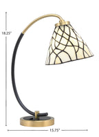 Desk Lamps One Light Desk Lamp in Matte Black & New Age Brass with 7" Sandhill Art Glass Shade