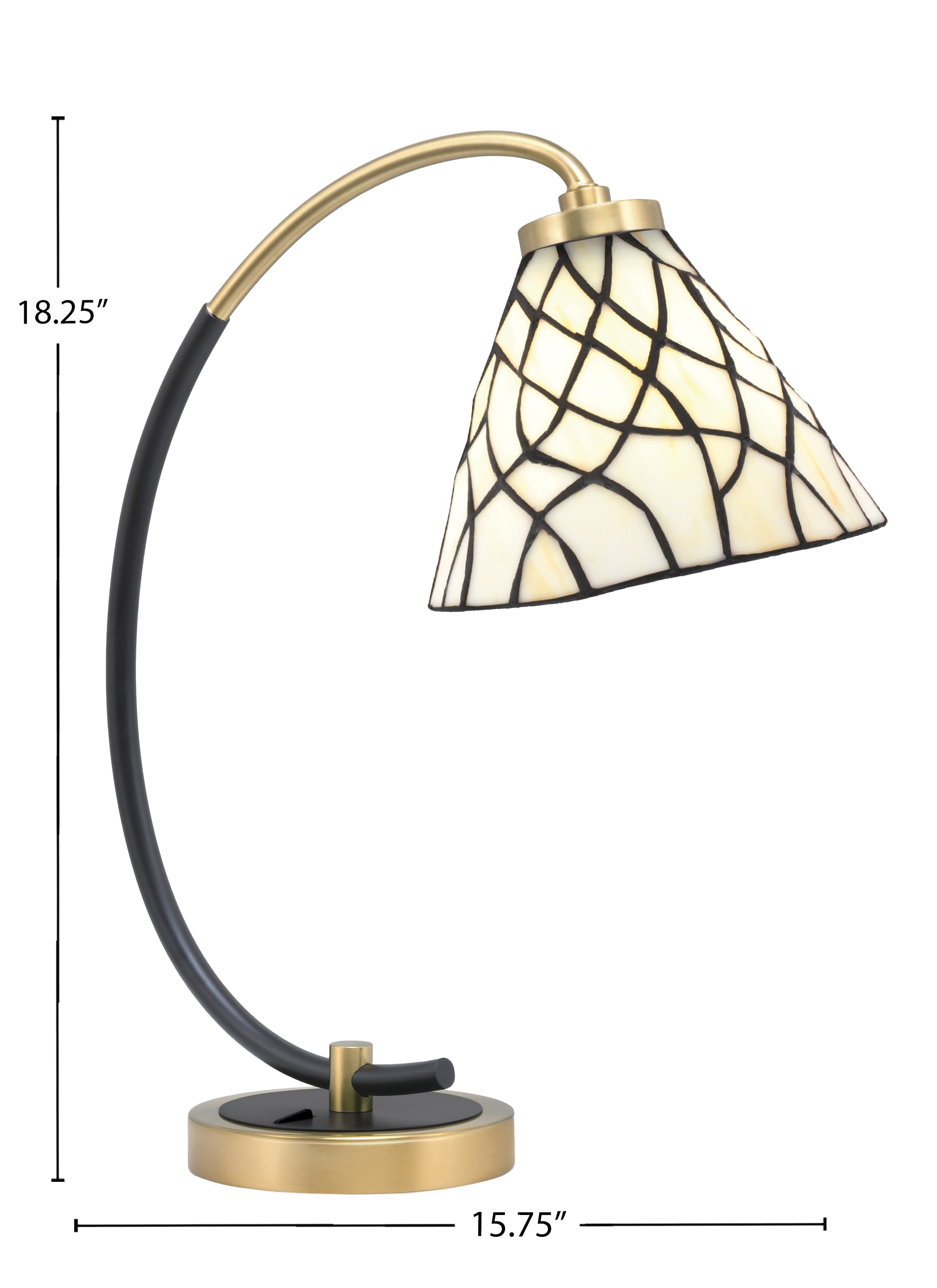 Desk Lamps One Light Desk Lamp in Matte Black & New Age Brass with 7" Sandhill Art Glass Shade