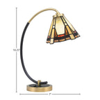 Desk Lamps One Light Desk Lamp in Matte Black & New Age Brass with 7" Zion Art Glass Shade