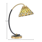 Desk Lamps One Light Desk Lamp in Matte Black & New Age Brass with 7" Starlight Art Glass Shade