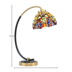 Desk Lamps One Light Desk Lamp in Matte Black & New Age Brass with 7" Lynx Art Glass Shade