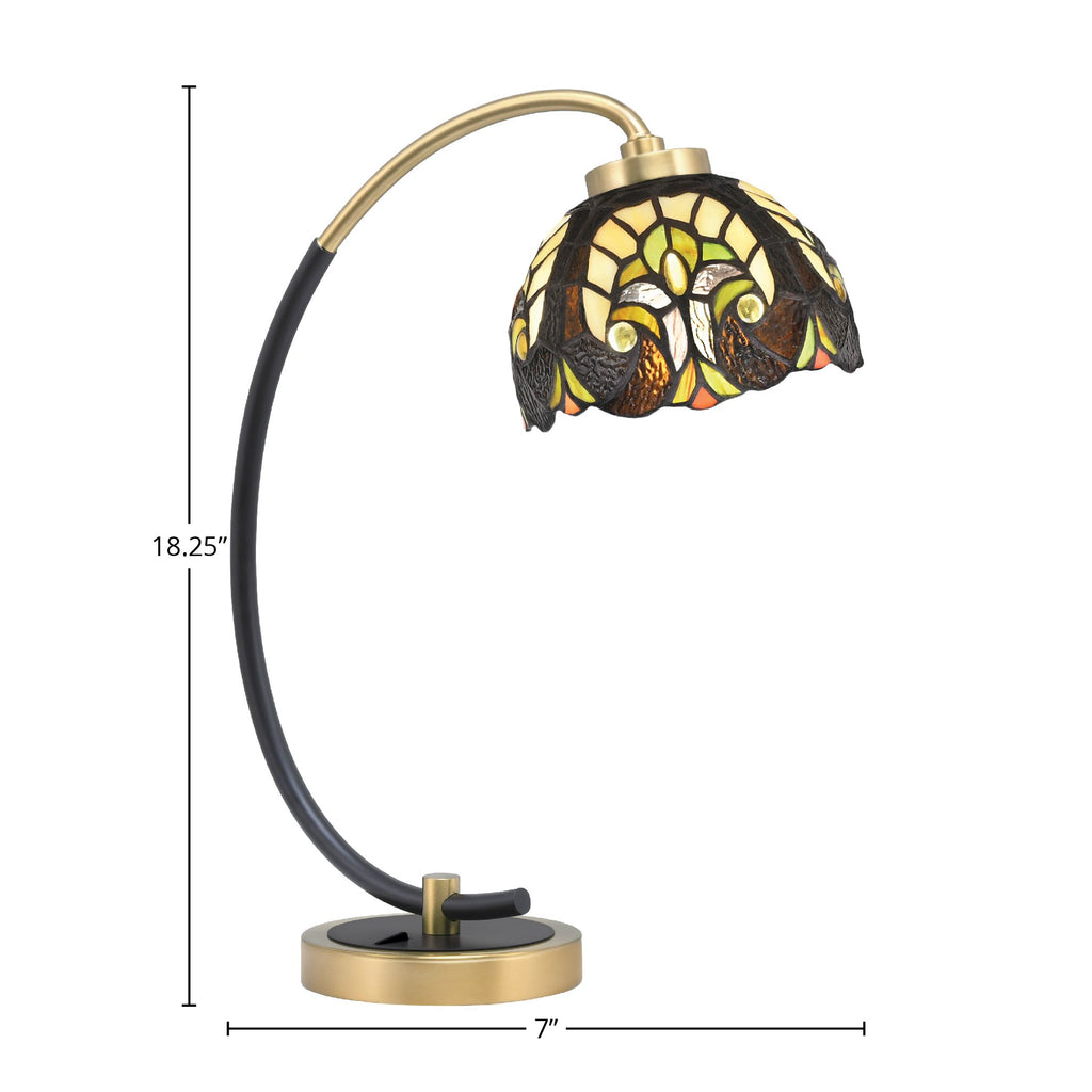 Desk Lamps One Light Desk Lamp in Matte Black & New Age Brass with 7" Cypress Art Glass Shade
