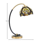 Desk Lamps One Light Desk Lamp in Matte Black & New Age Brass with 7" Cypress Art Glass Shade