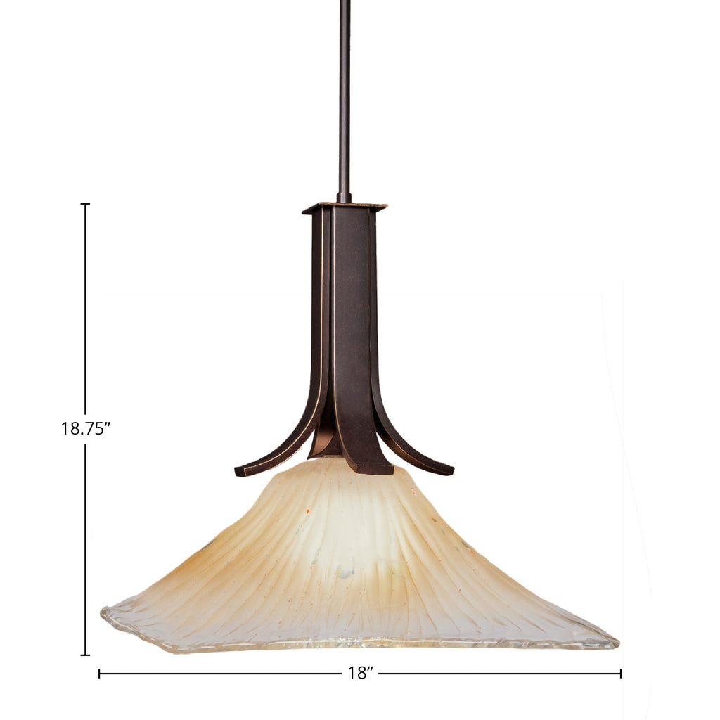 Apollo One Light Pendant in Dark Granite with 18" Square Amber Crystal Shade
