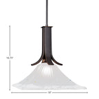 Apollo One Light Pendant in Dark Granite with 18" Square Frosted Crystal Shade