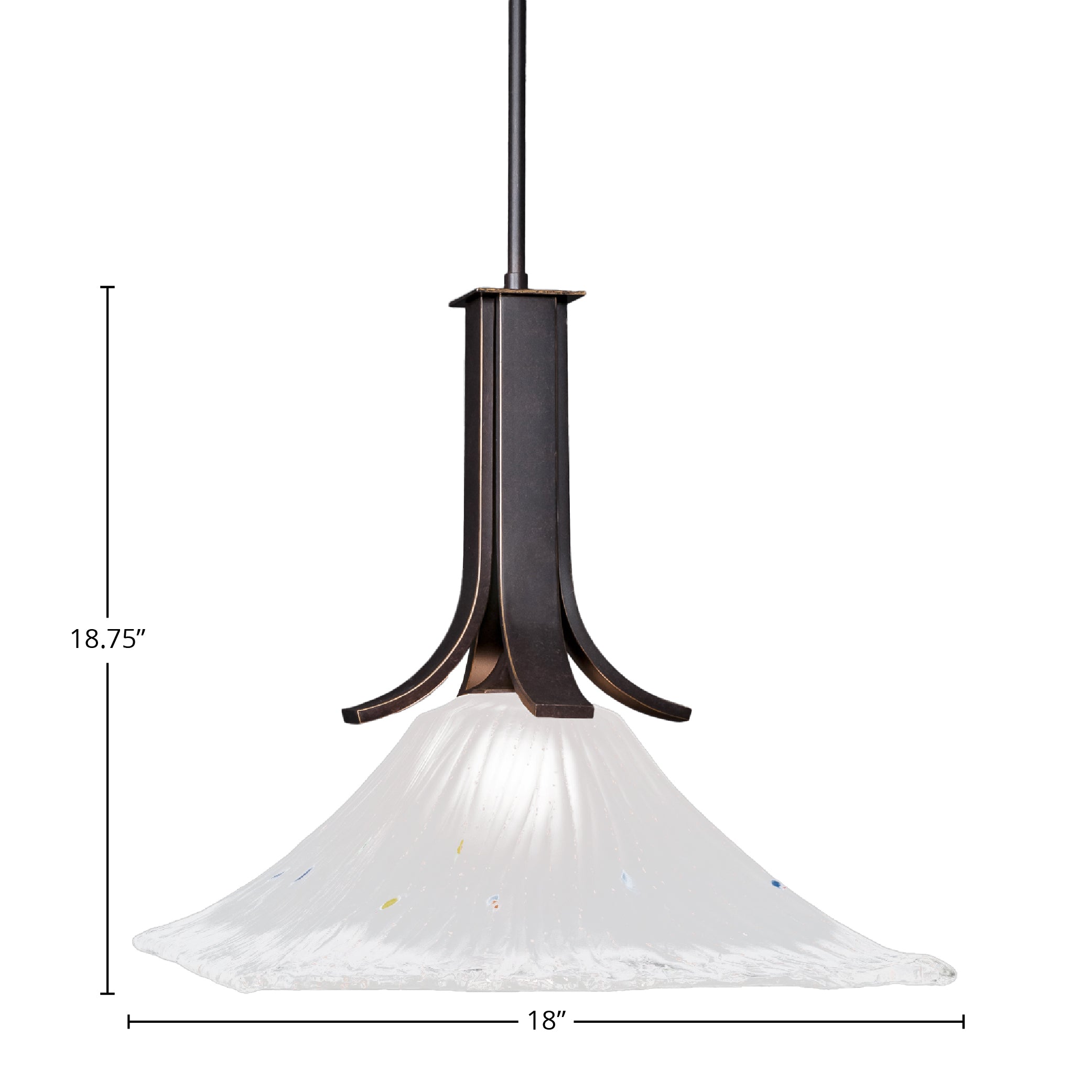 Apollo One Light Pendant in Dark Granite with 18" Square Frosted Crystal Shade