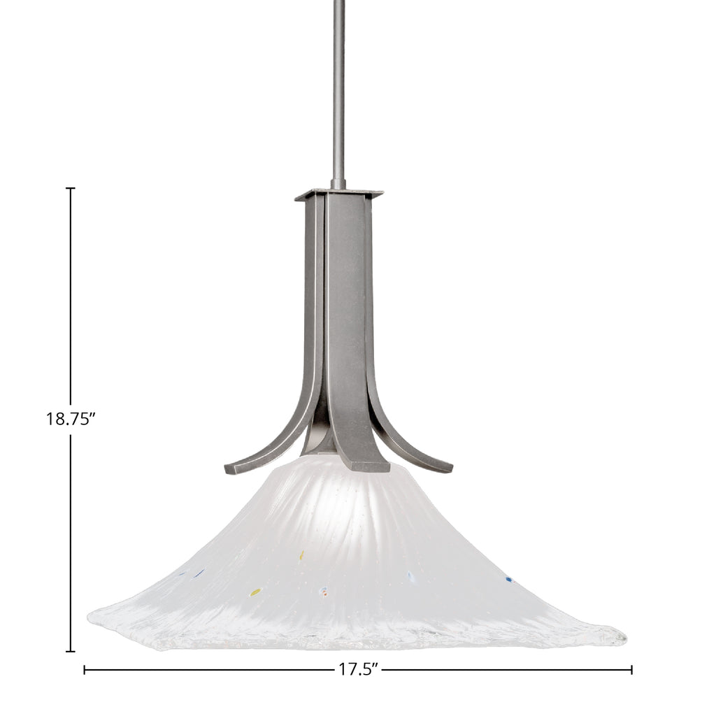 Apollo One Light Pendant in Graphite with 18" Square Frosted Crystal Shade