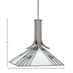 Apollo One Light Pendant in Graphite with 14" Sky Ice Art Glass Shade