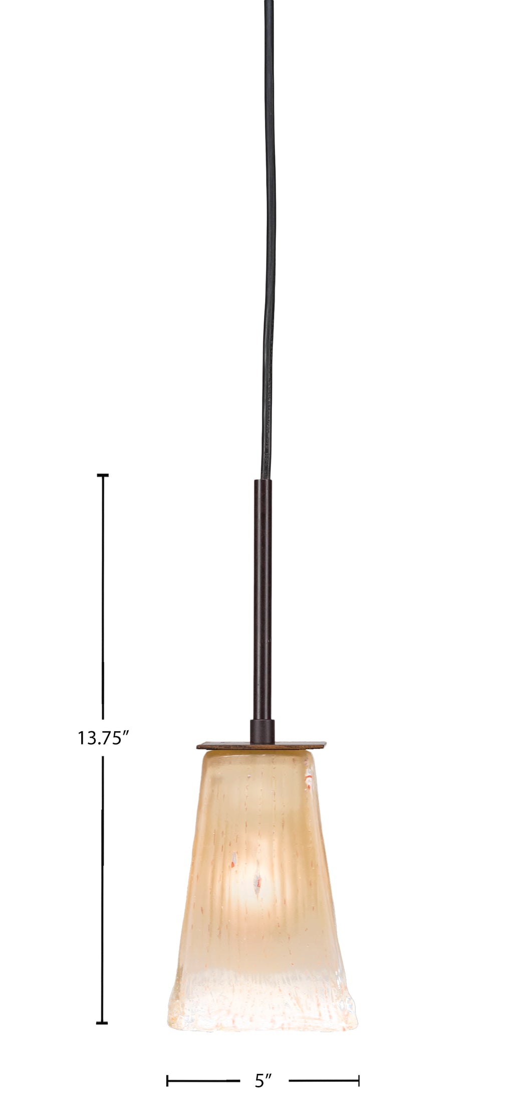 Apollo One Light Mini Pendant in Dark Granite with 5" Square Amber Crystal Shade