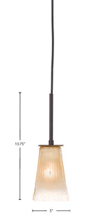 Apollo One Light Mini Pendant in Dark Granite with 5" Square Amber Crystal Shade