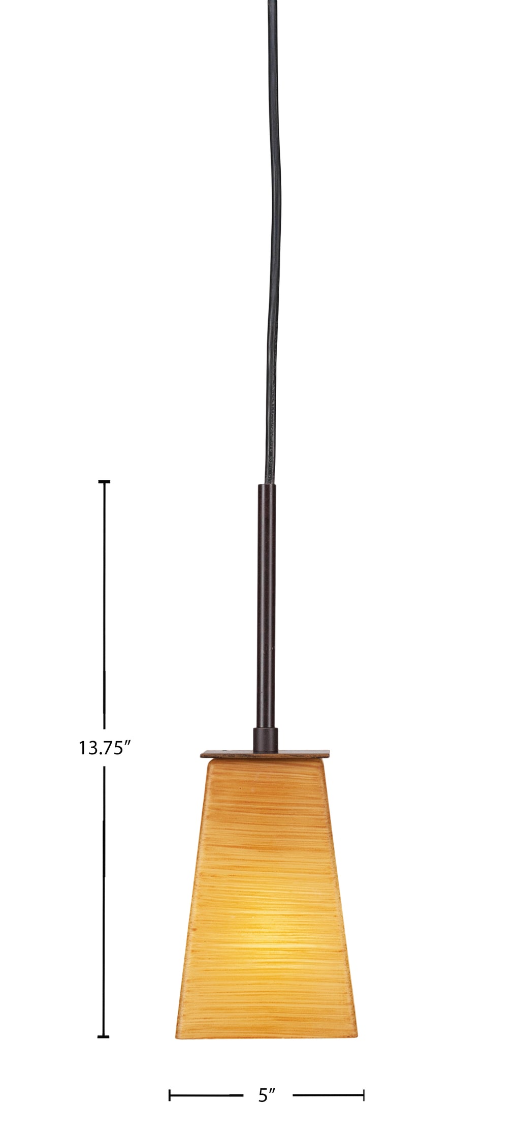 Apollo One Light Mini Pendant in Dark Granite with 5" Square Cayenne Linen Shade