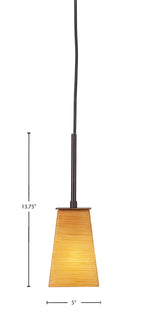 Apollo One Light Mini Pendant in Dark Granite with 5" Square Cayenne Linen Shade