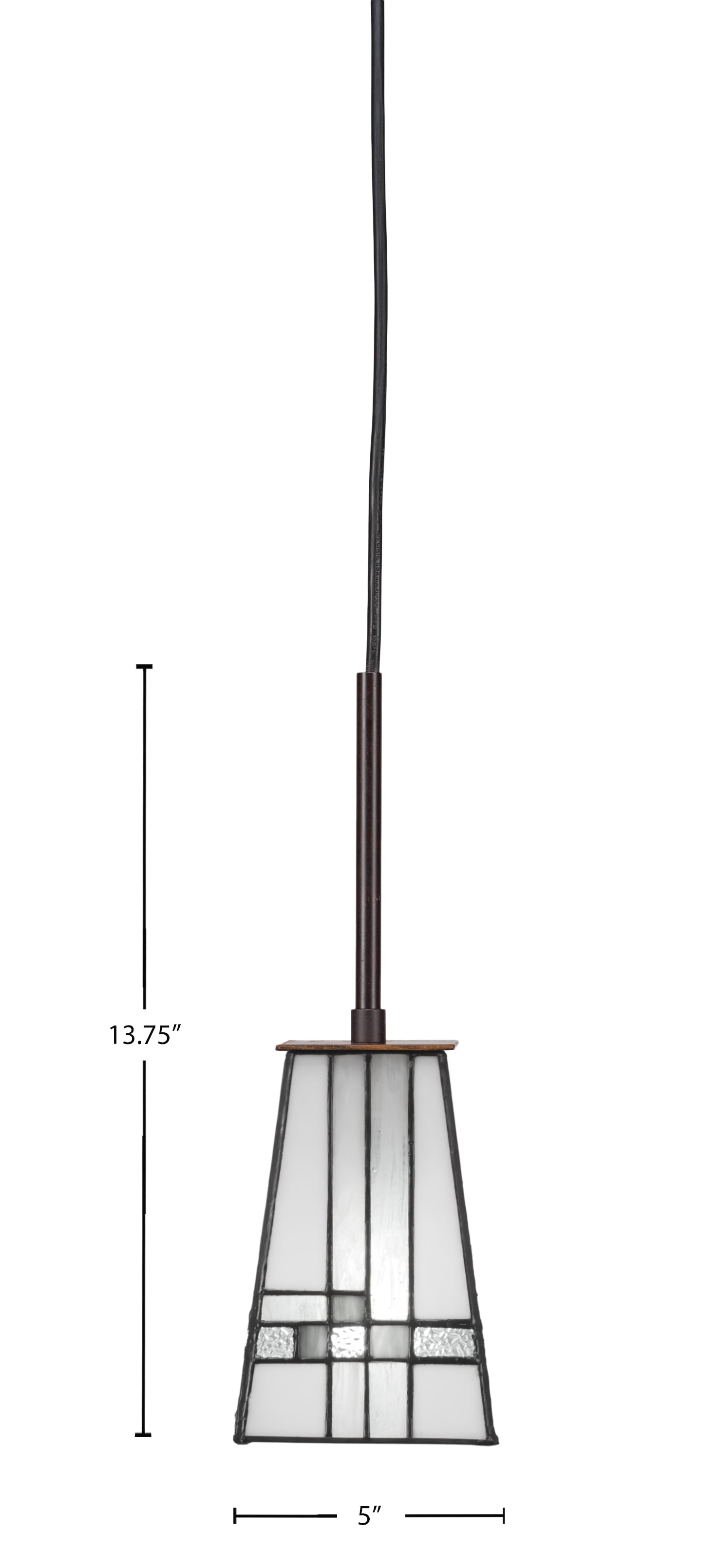 Apollo One Light Mini Pendant in Dark Granite with 5" Square New Deco Art Glass Shade