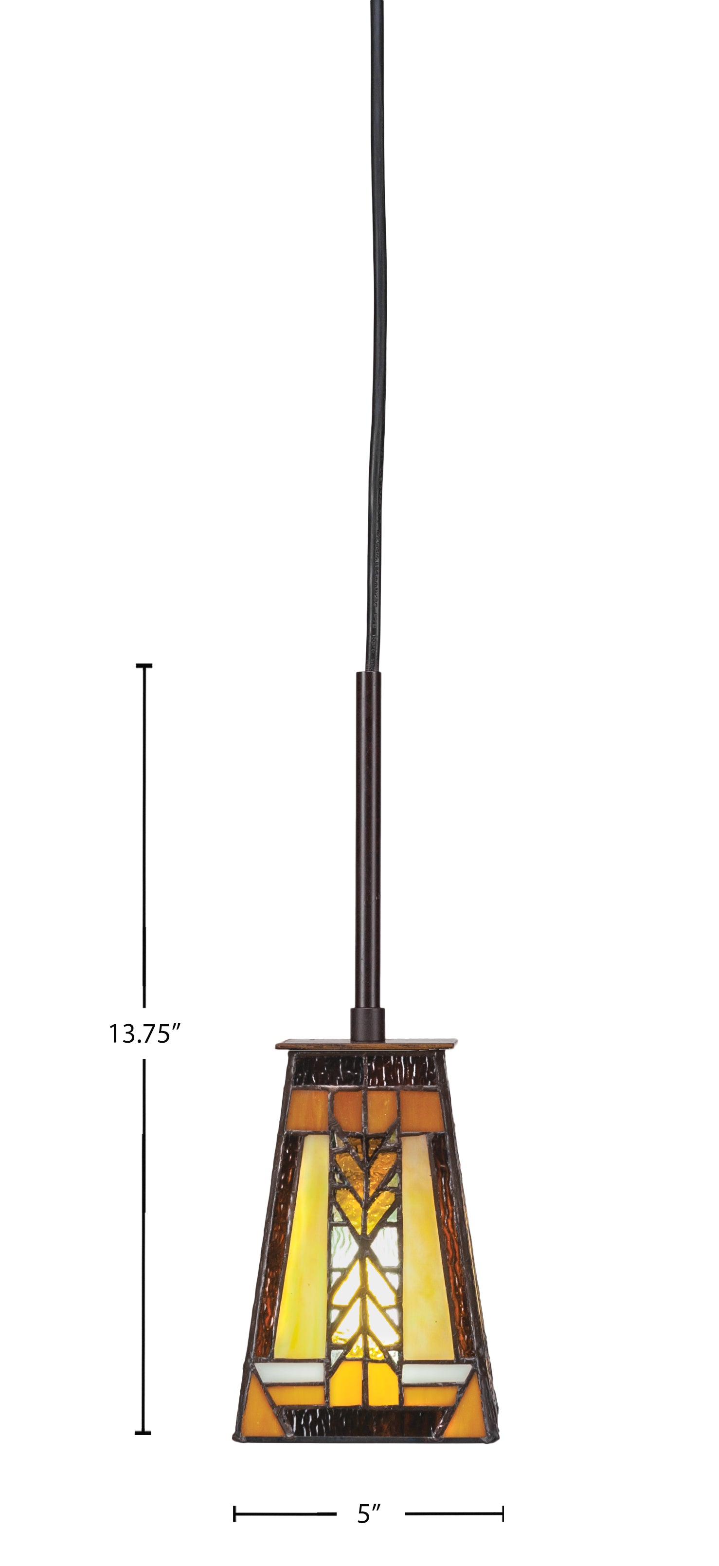 Apollo One Light Mini Pendant in Dark Granite with 5" Square Santa Cruz Art Glass Shade