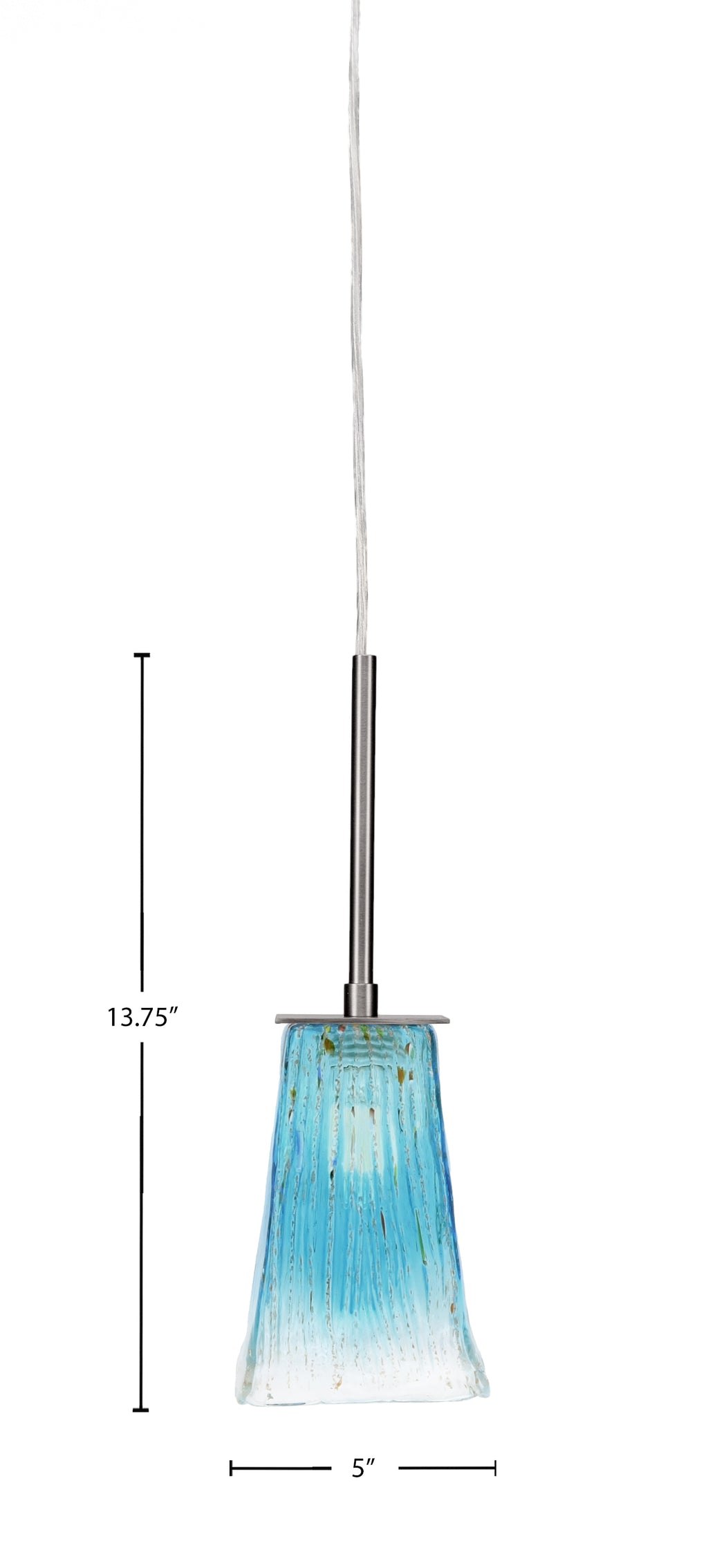 Apollo One Light Mini Pendant in Graphite with 5" Square Teal Crystal Shade