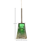 Apollo One Light Mini Pendant in Graphite with 5" Square Kiwi Green Crystal Shade