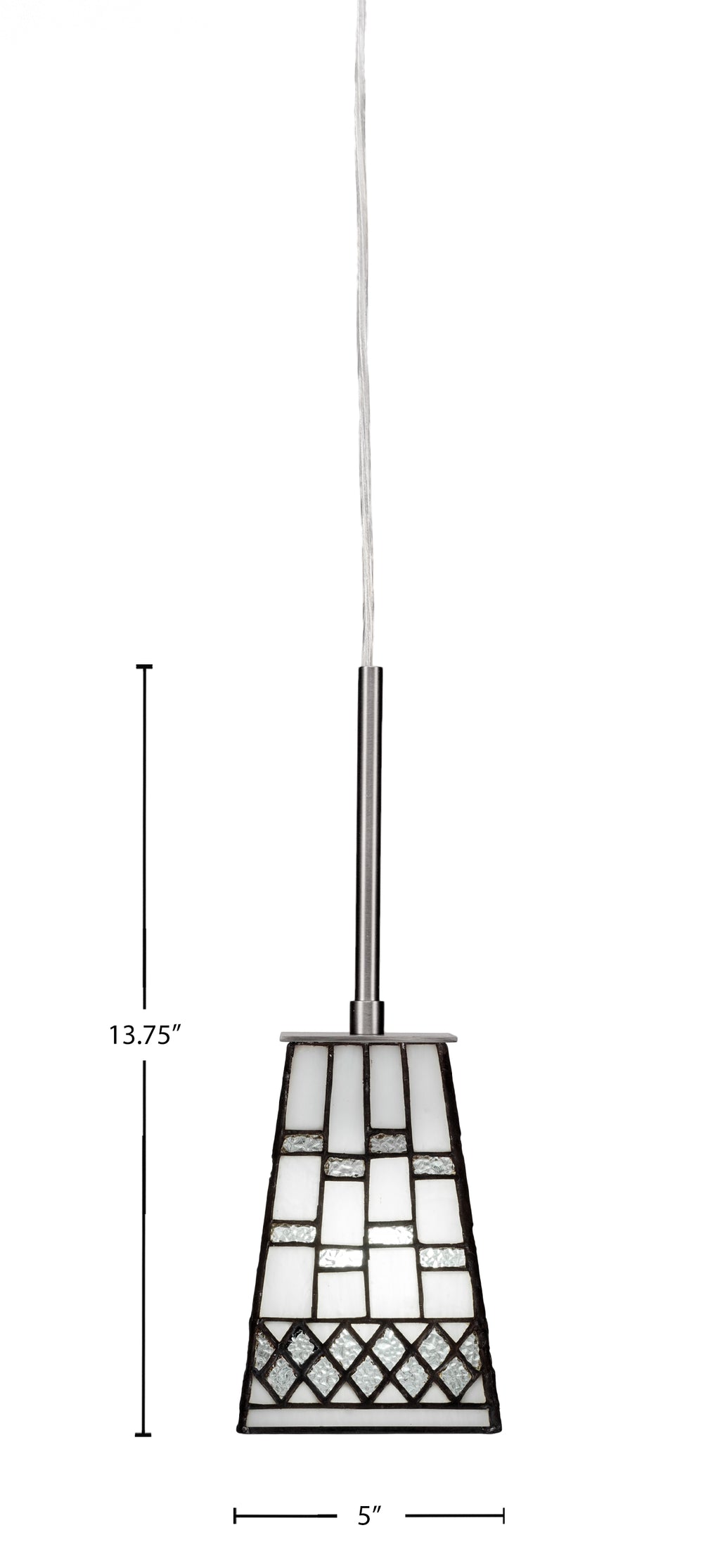 Apollo One Light Mini Pendant in Graphite with 5" Square Pewter Art Glass Shade
