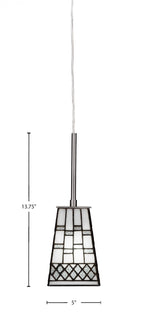 Apollo One Light Mini Pendant in Graphite with 5" Square Pewter Art Glass Shade