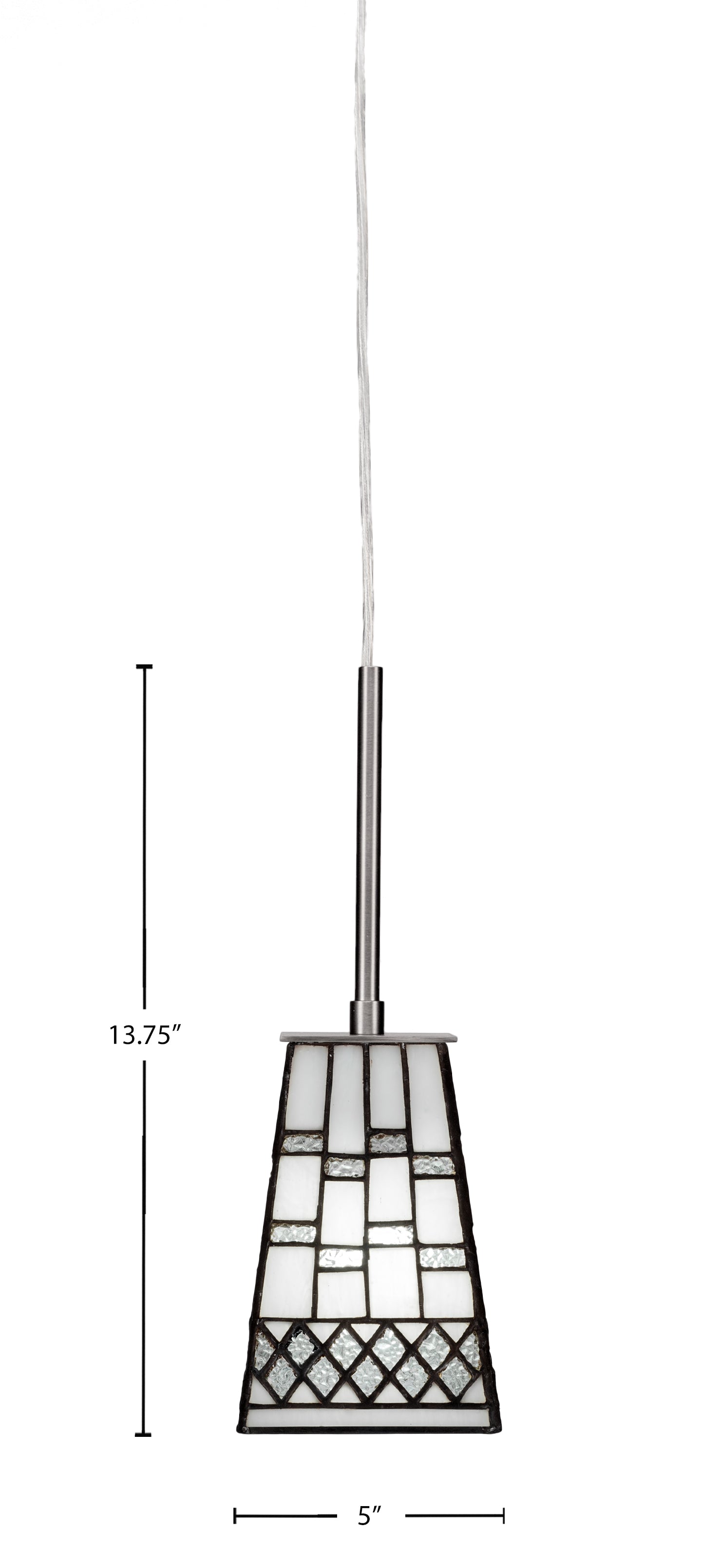 Apollo One Light Mini Pendant in Graphite with 5" Square Pewter Art Glass Shade