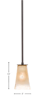 Apollo One Light Mini Pendant in Dark Granite with 5" Square Amber Crystal Shade