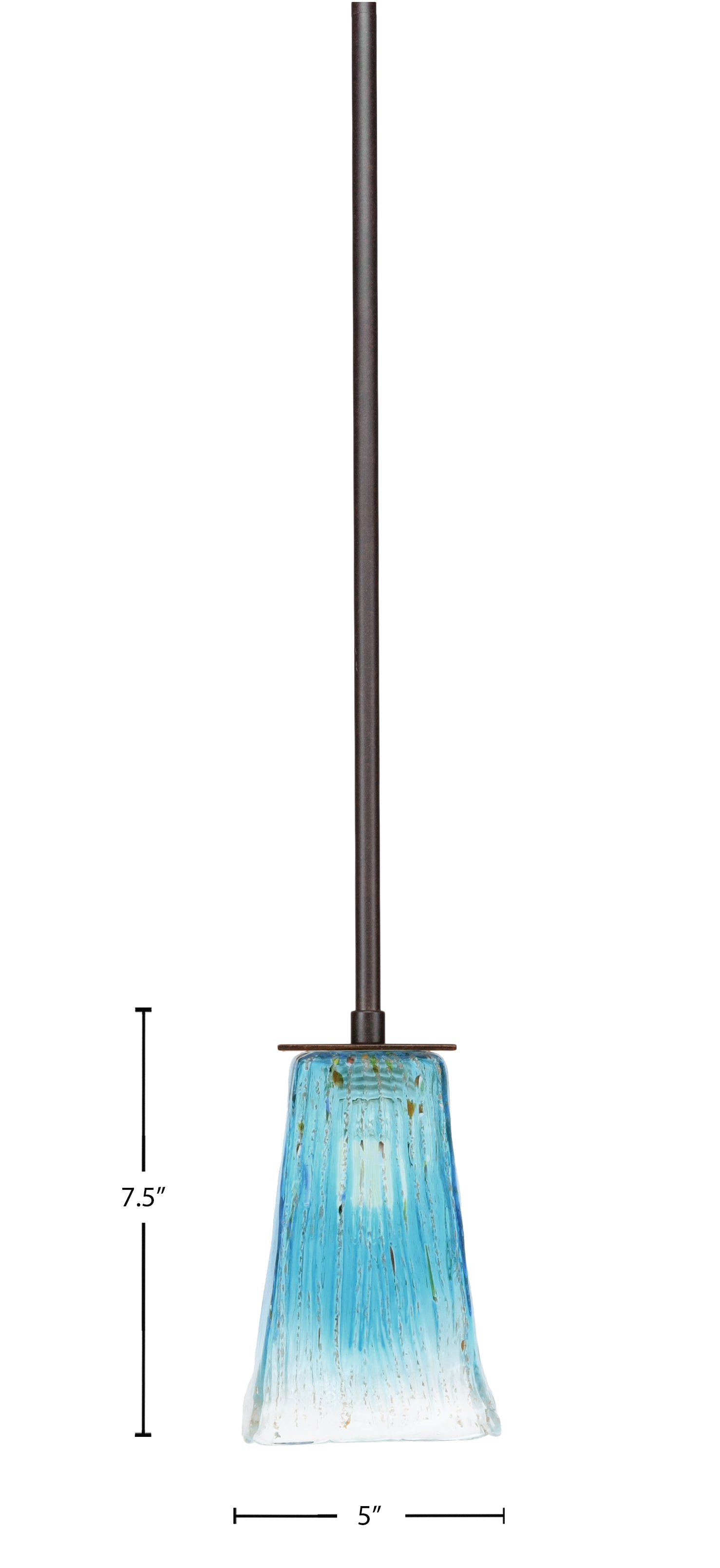 Apollo One Light Mini Pendant in Dark Granite with 5" Square Teal Crystal Shade
