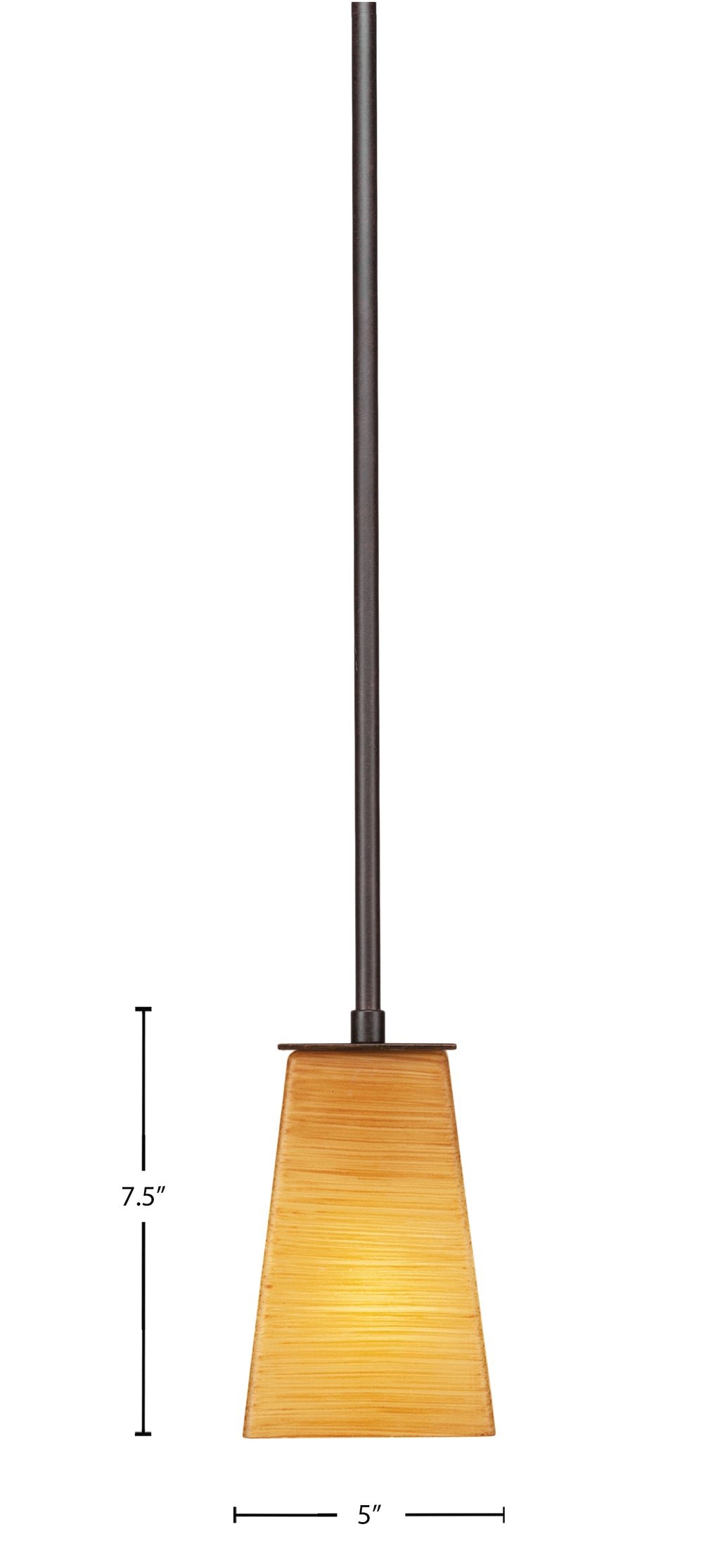 Apollo One Light Mini Pendant in Dark Granite with 5" Square Cayenne Linen Shade