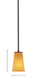 Apollo One Light Mini Pendant in Dark Granite with 5" Square Cayenne Linen Shade