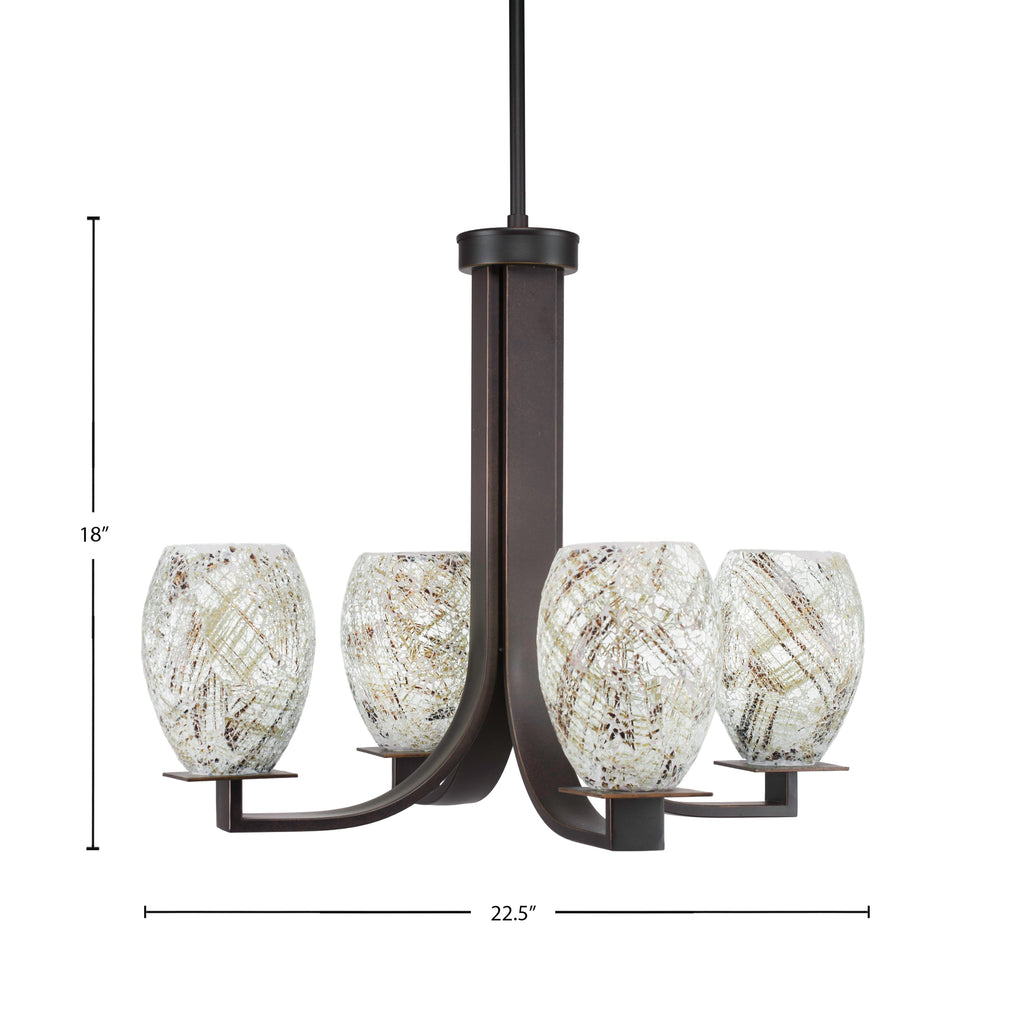 Apollo Four Light Chandelier in Dark Granite with 5" Natural Fusion Shade