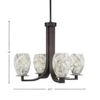 Apollo Four Light Chandelier in Dark Granite with 5" Natural Fusion Shade