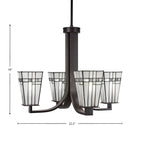 Apollo Four Light Chandelier in Dark Granite with 5" Square New Deco Art Glass Shade