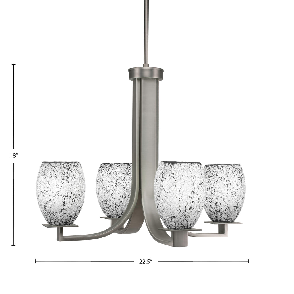 Apollo Four Light Chandelier in Graphite with 5" Black Fusion Shade
