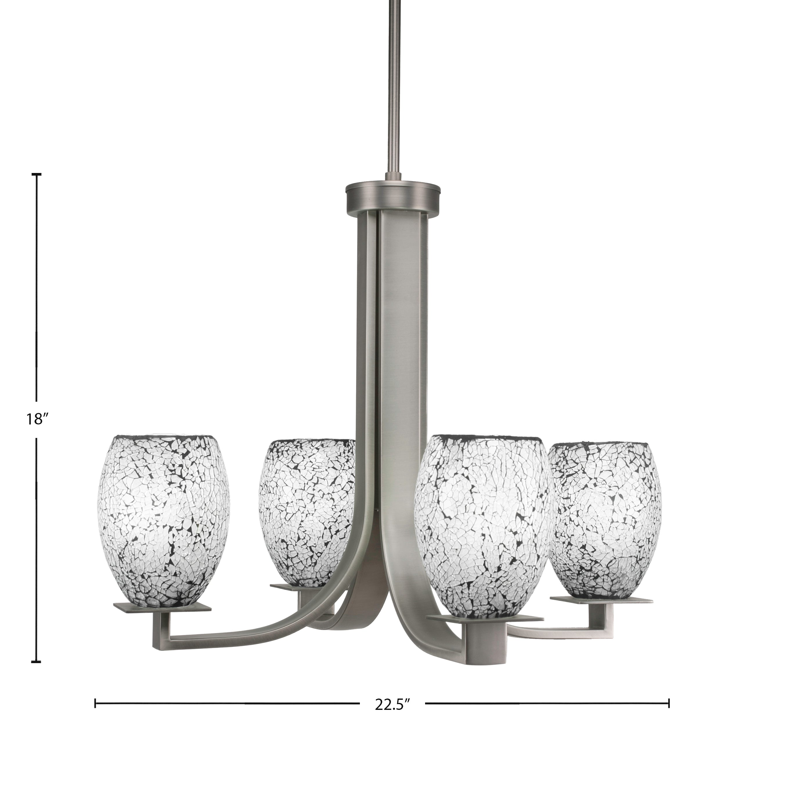 Apollo Four Light Chandelier in Graphite with 5" Black Fusion Shade