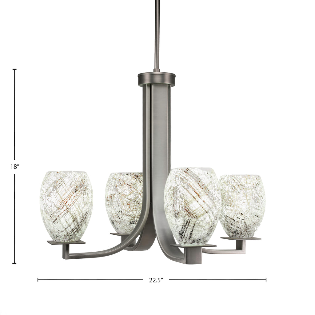 Apollo Four Light Chandelier in Graphite with 5" Natural Fusion Shade