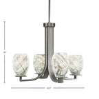 Apollo Four Light Chandelier in Graphite with 5" Natural Fusion Shade