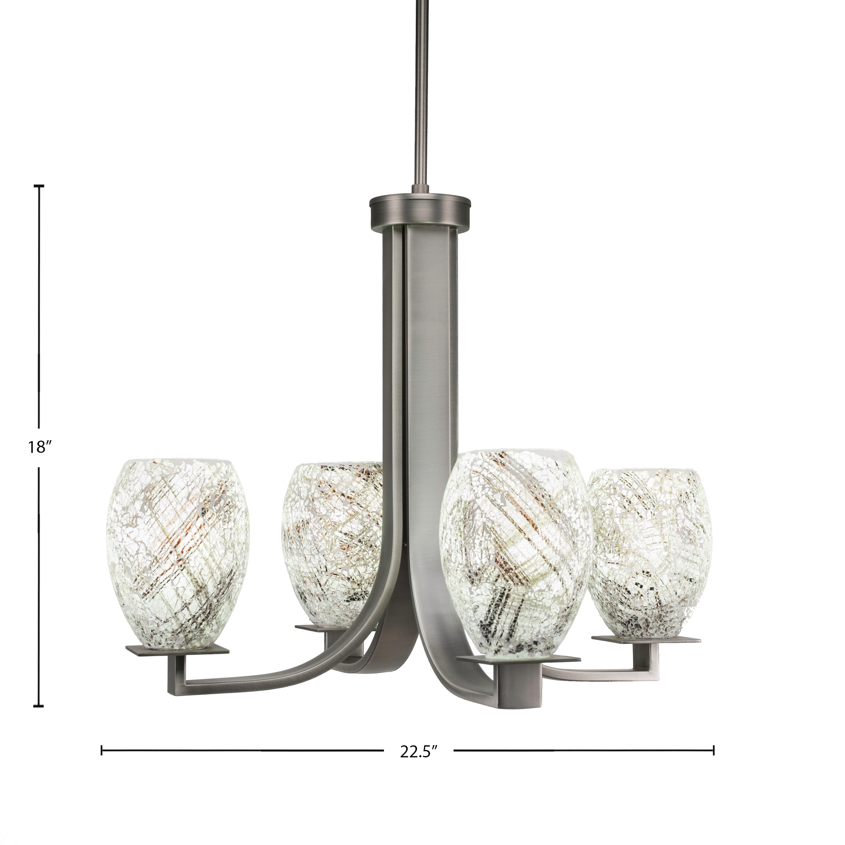Apollo Four Light Chandelier in Graphite with 5" Natural Fusion Shade