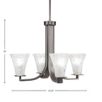 Apollo Four Light Chandelier in Graphite with 5.5" Fluted Frosted Crystal Shade