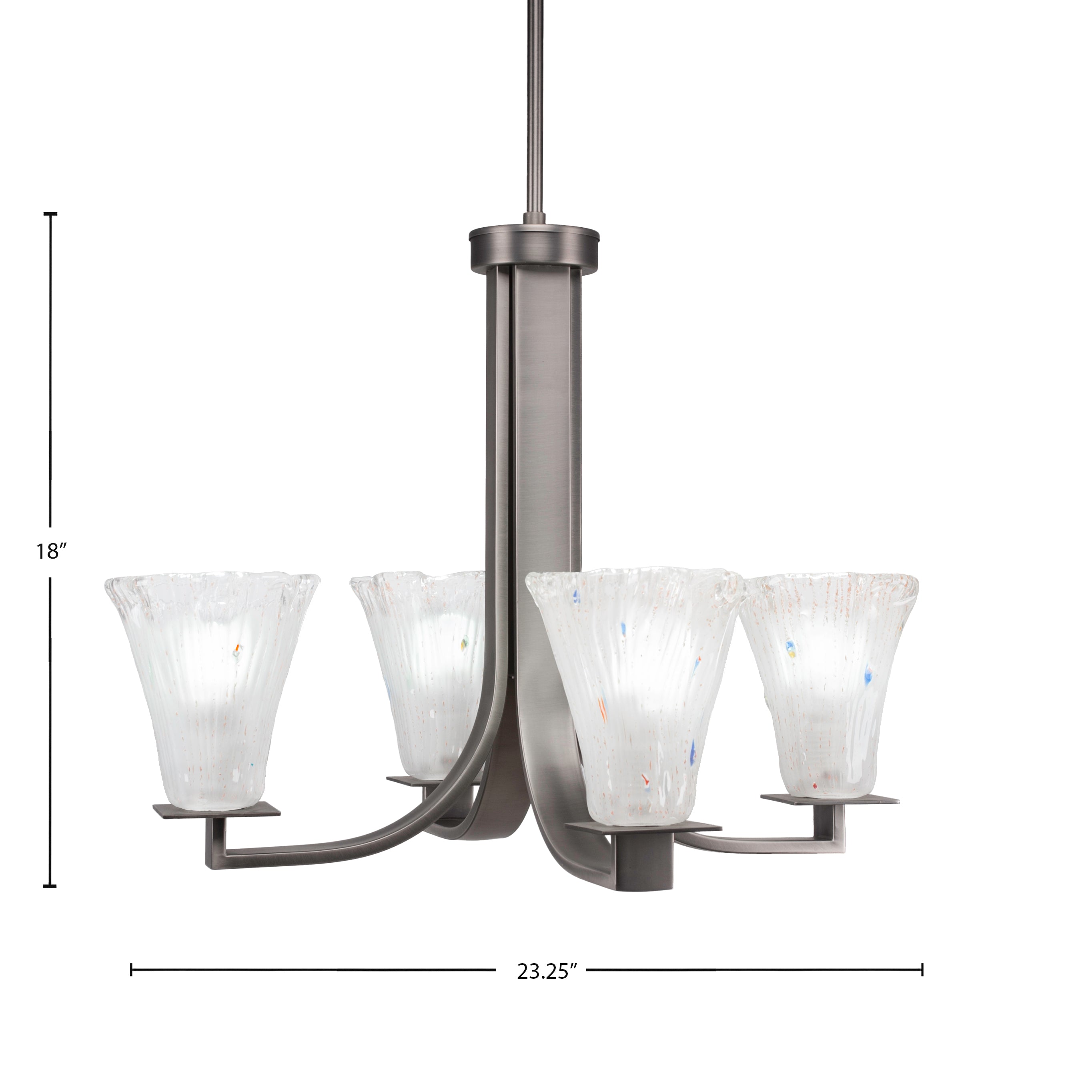 Apollo Four Light Chandelier in Graphite with 5.5" Fluted Frosted Crystal Shade