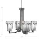 Apollo Four Light Chandelier in Graphite with 5" Square New Deco Art Glass Shade