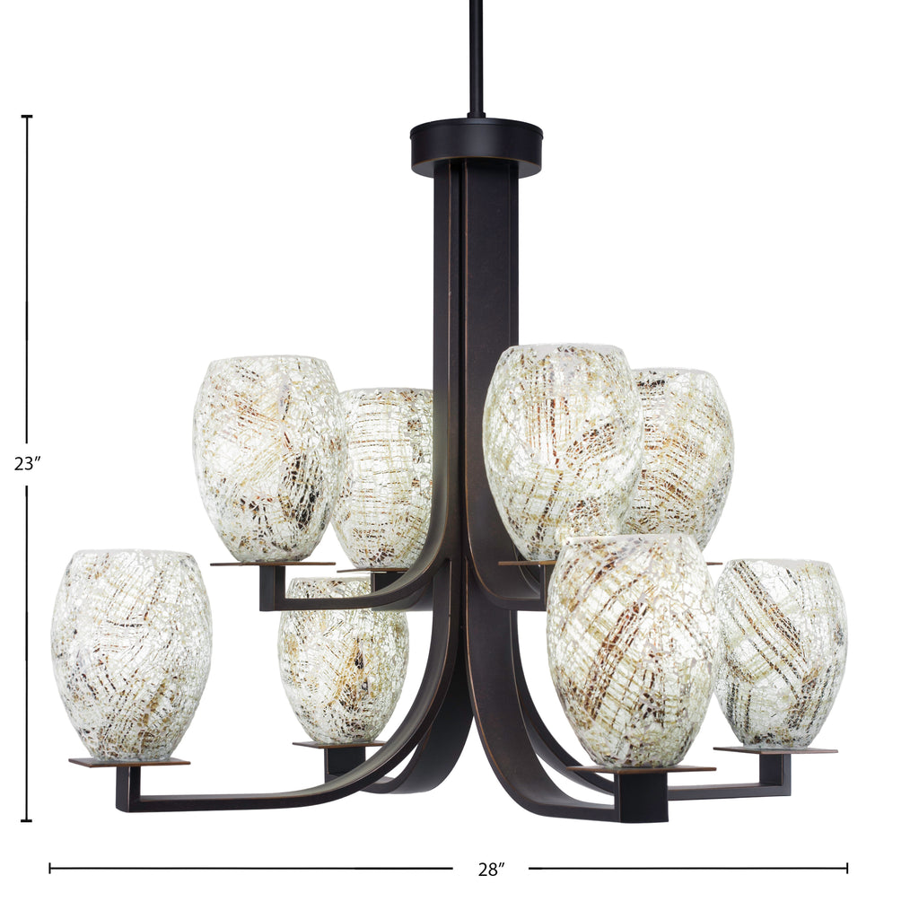 Apollo Eight Light Chandelier in Dark Granite with 5" Natural Fusion Shade