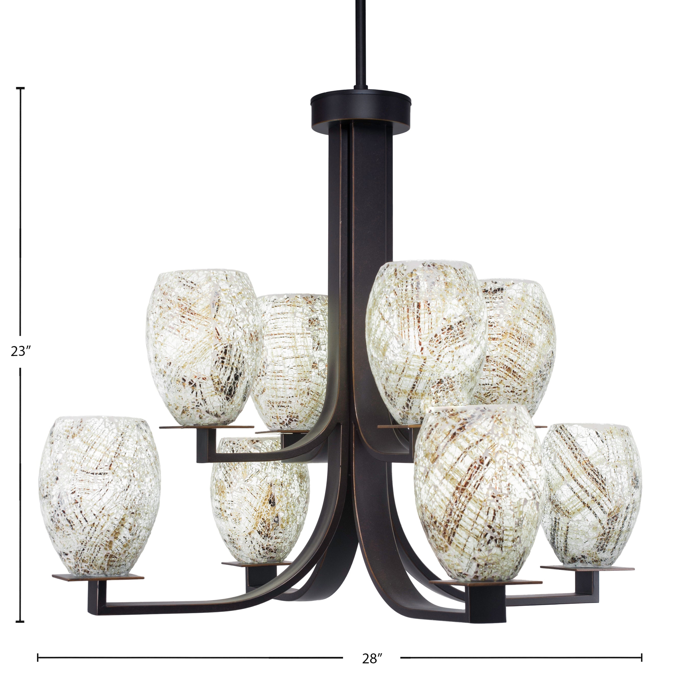 Apollo Eight Light Chandelier in Dark Granite with 5" Natural Fusion Shade