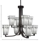 Apollo Eight Light Chandelier in Dark Granite with 5" Square New Deco Art Glass Shade