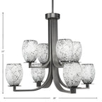 Apollo Eight Light Chandelier in Graphite with 5" Black Fusion Shade