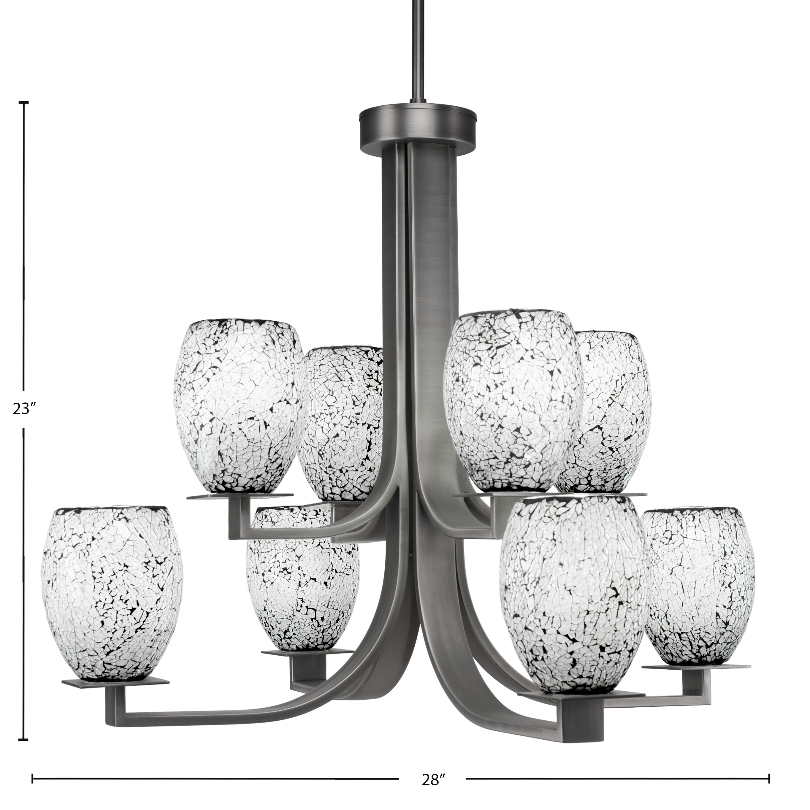 Apollo Eight Light Chandelier in Graphite with 5" Black Fusion Shade
