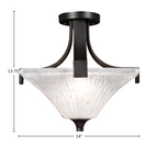 Apollo Two Light Semi-Flush Mount in Dark Granite with 14" Square Frosted Crystal Shade